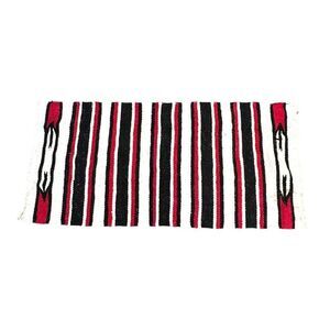 Handwoven Southwest Woven Aztec Rug 26" x 57” Black Red & White Stripes READ